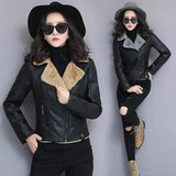 LOVEMI Jackets Lovemi -  Women's leather leather jacket short fur coat plus velvet