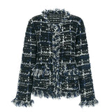 LOVEMI Jackets Navy / L Lovemi -  Plaid knit coat