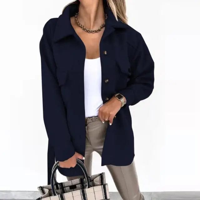 LOVEMI  Jackets NavyBlue / S Lovemi -  Fashionable Lace-up Small Fragrant Jacket With Pockets