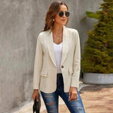 LOVEMI Jackets Off white / S Lovemi -  Side Pocket Cardigan Women's Small Suit Solid Color Casual
