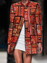 LOVEMI Jackets Orange / 4XL Lovemi -  Women's digital printing mid-length cardigan jacket