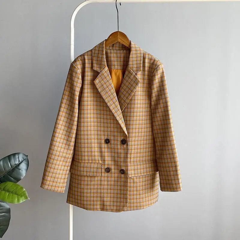 LOVEMI Jackets Orange / M Lovemi -  Spring Retro Checkered Women'S Suit