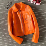 LOVEMI Jackets Orange / M Lovemi -  Women's leather jacket