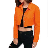 LOVEMI Jackets Orange / XS Lovemi -  Women's New Cropped Top Denim Jacket