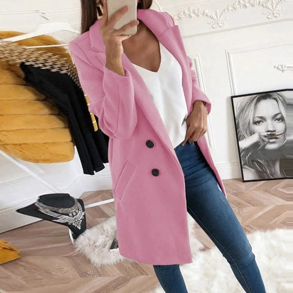 LOVEMI Jackets Pink / L Lovemi -  Medium Long Wool Coat
