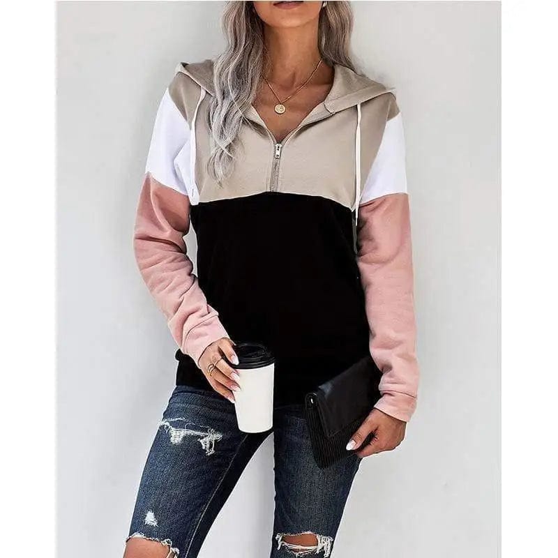 LOVEMI Jackets Pink / S Lovemi -  Stitching Long-sleeved Sweater Women's Round Neck Top
