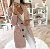 LOVEMI Jackets Pink / S Lovemi -  Suit collar double-breasted woolen coat