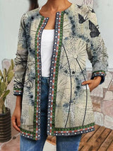 LOVEMI Jackets Printed Dandelion / 2XL Lovemi -  Retro print stitching long sleeve coat