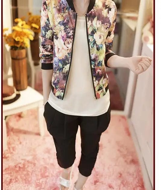 LOVEMI Jackets Printing / S Lovemi -  Jacket Trendy Wild Floral Zipper Stand Collar Long Sleeve
