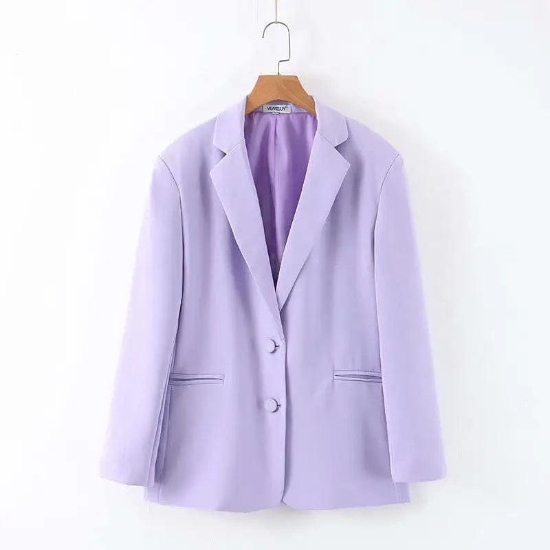 LOVEMI Jackets Purple / S Lovemi -  Slim-fit V-neck Two-button Taro Purple Long-sleeved Blazer