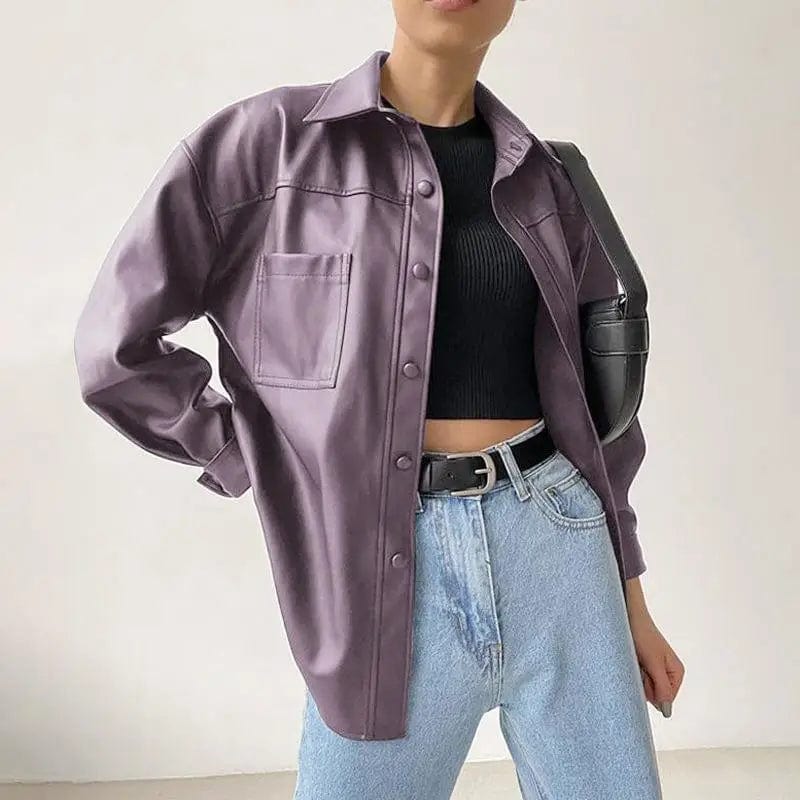 LOVEMI Jackets Purple / S Lovemi -  Women's leather jacket Coat
