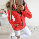 LOVEMI Jackets Red / 3XL Lovemi -  Hooded fur collar short coat
