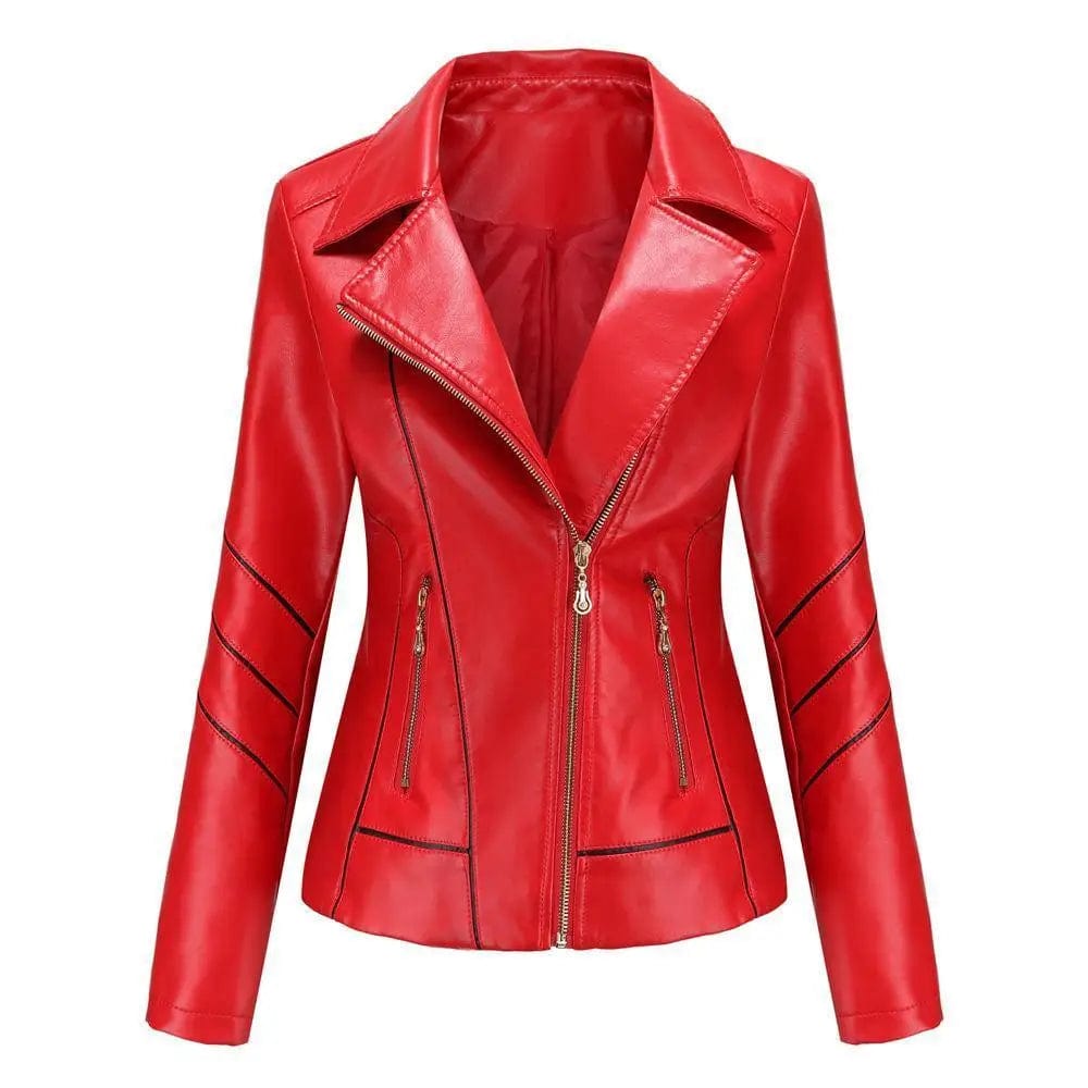 LOVEMI Jackets Red / S Lovemi -  Thin Pu Short Coat Spring And Autumn Jacket