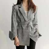 LOVEMI Jackets S Lovemi -  Vintage England small plaid suit long casual jacket top