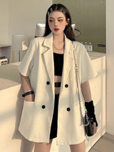 LOVEMI Jackets Short sleeve / White / S Lovemi -  White Wild Design Sense Niche Loose Cardigan Suit