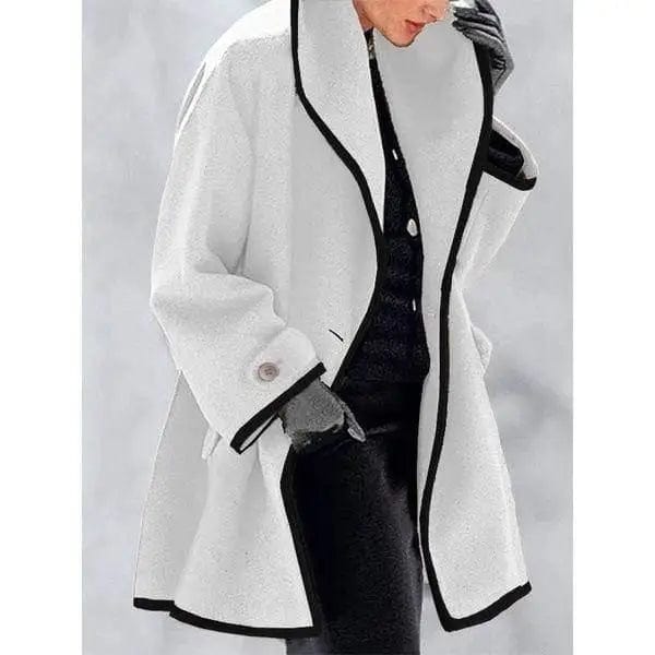LOVEMI Jackets White / 2XL Lovemi -  Multicolor round neck loose hooded woolen coat