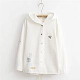 LOVEMI Jackets White / One size Lovemi -  Solid color embroidery hooded long sleeve