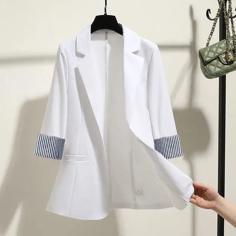 LOVEMI Jackets White / XL Lovemi -  Korean Style Slim Drape Thin Three-quarter Sleeve Suit Top