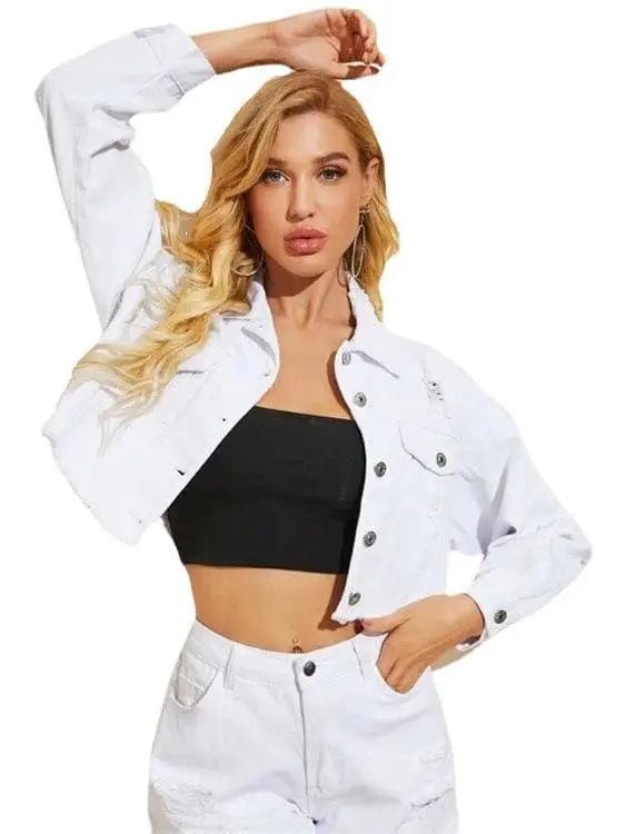 LOVEMI Jackets White / XS Lovemi -  Women's New Cropped Top Denim Jacket