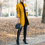 LOVEMI Jackets Yellow / 2XL Lovemi -  Solid color collar woolen coat