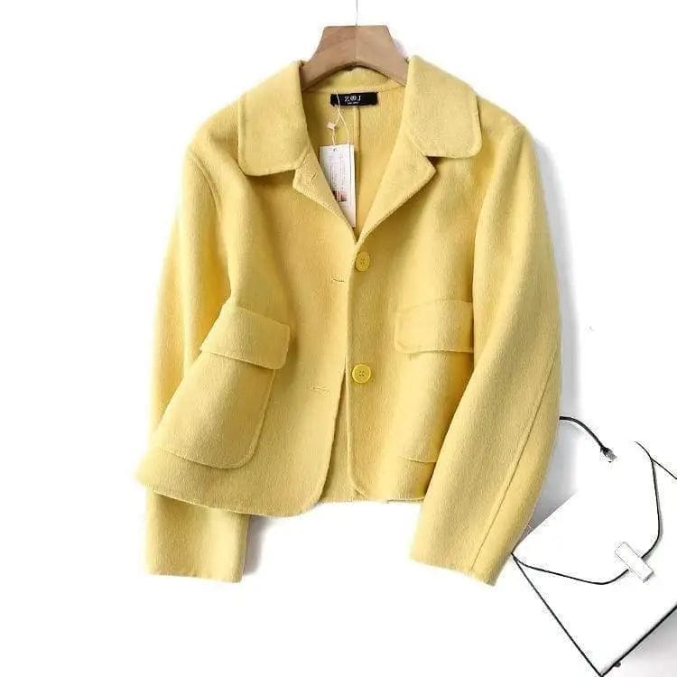 LOVEMI Jackets Yellow / M Lovemi -  Fashion Pure Color Woolen Coat Women Short