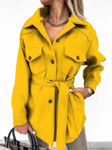 LOVEMI  Jackets Yellow / S Lovemi -  Fashionable Lace-up Small Fragrant Jacket With Pockets