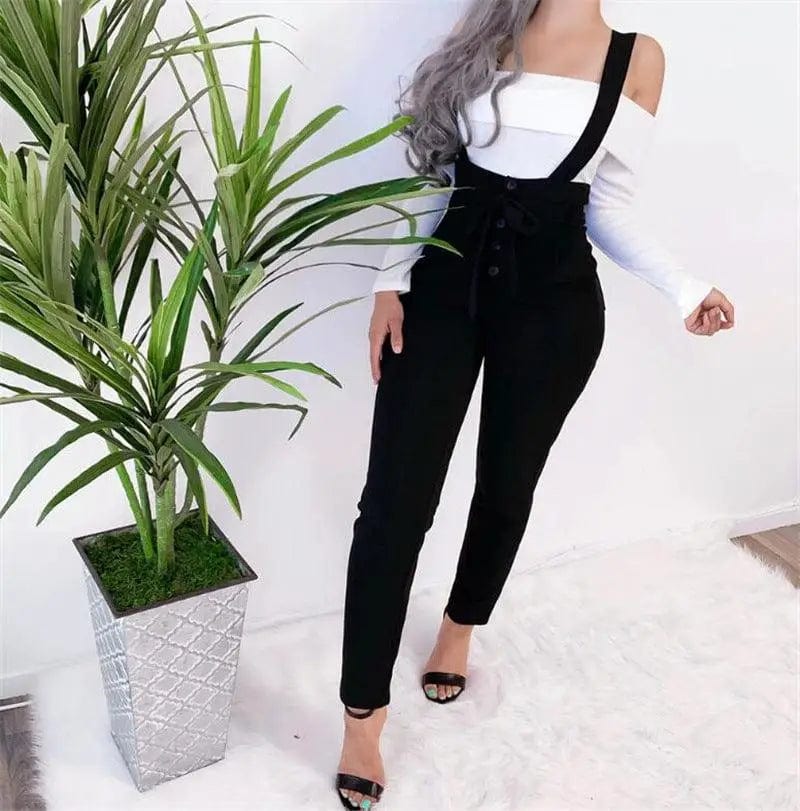 LOVEMI  Jeans Black / S Lovemi -  Women's high waist casual jumpsuit suspenders