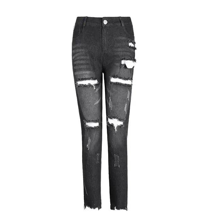LOVEMI  Jeans Black / XXL Lovemi -  Women's jeans, pierced feet, mid-rise jeans