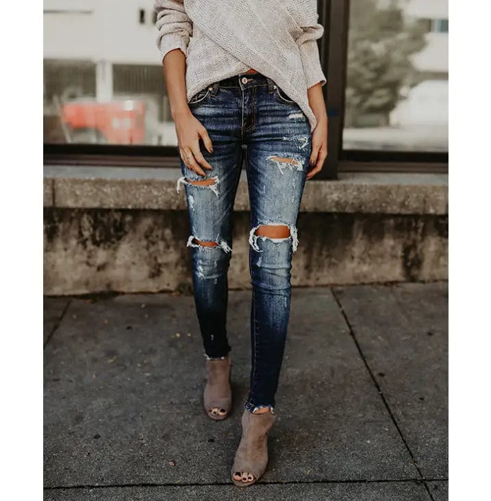 LOVEMI  Jeans Blue black / S Lovemi -  Women's jeans, pierced feet, mid-rise jeans