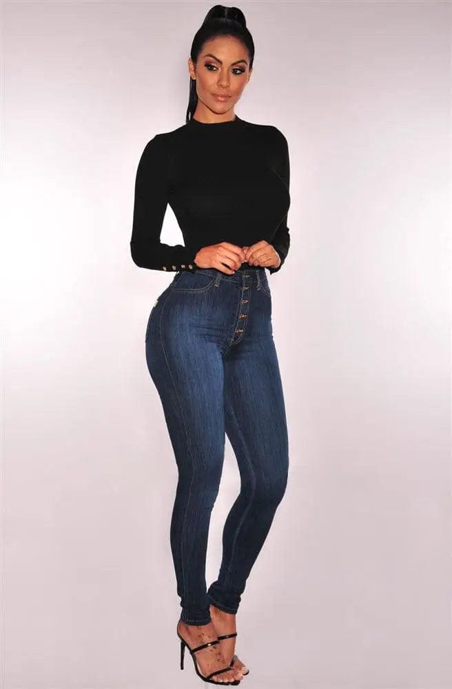 LOVEMI  Jeans Blueblack / 2XL Lovemi -  High-waist stretch slim denim pants