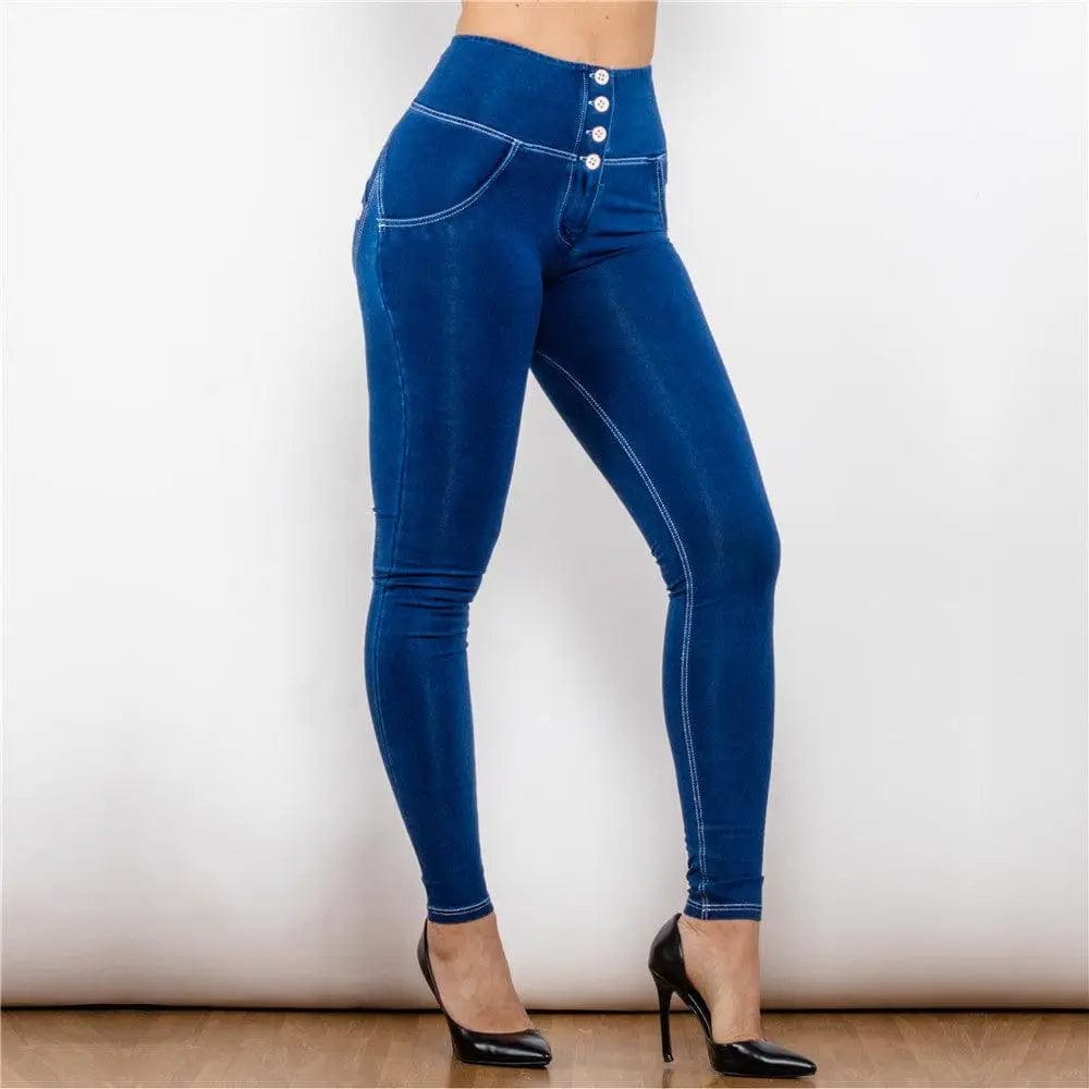 LOVEMI  Jeans DarkBlue / 2XL Lovemi -  Shascullfites Melody Button Up Jeans Push Up Effect Butt