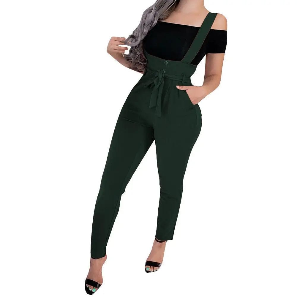 LOVEMI  Jeans ForestGreen / S Lovemi -  Women's high waist casual jumpsuit suspenders