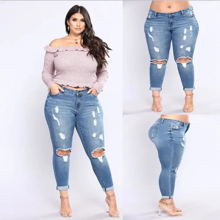 LOVEMI  Jeans Lovemi -  Stretch denim hole high waist ladies jeans