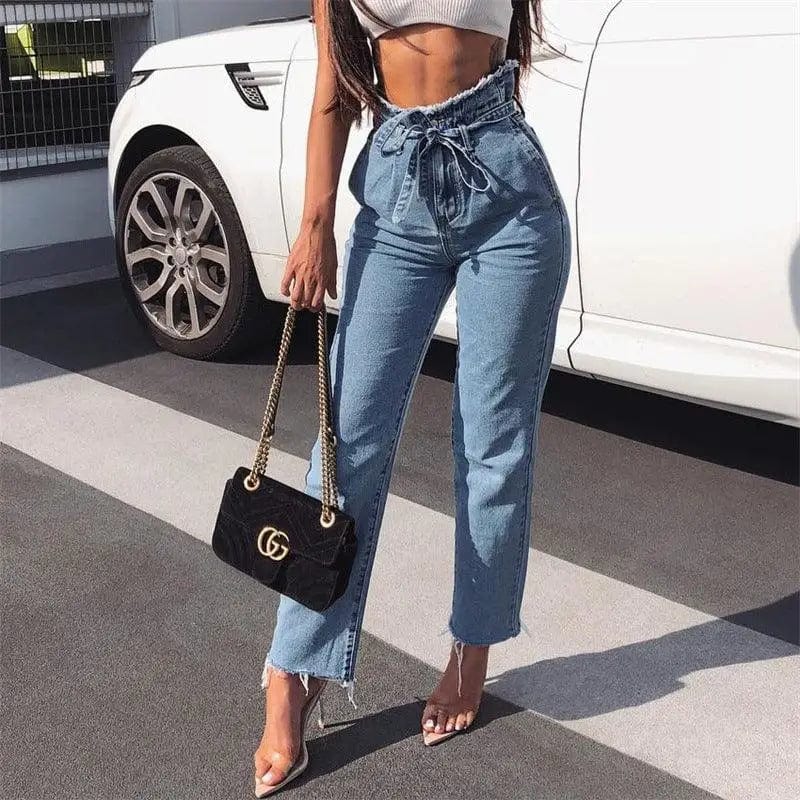 LOVEMI  Jeans Lovemi -  vintage tassels high waist jeans with gu charge women summer