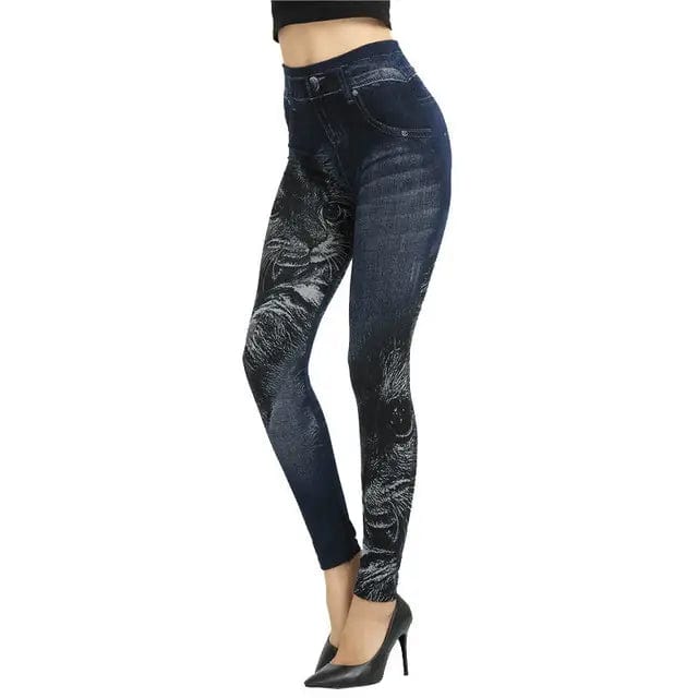 LOVEMI  Jeans Navyblue / One size Lovemi -  Women Leggings Plus size Faux Denim Jeans Leggings
