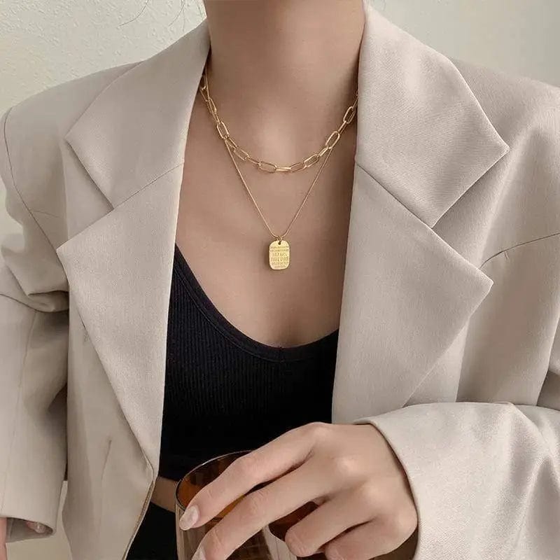 LOVEMI Jewelry Gold Lovemi -  Punk Vintage Multi Layer Tag Pendant Necklace For Women 2