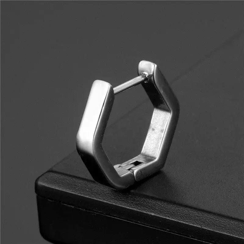 LOVEMI  Jewelry White / Pentagon Lovemi -  Stainless Steel Creative Hoop Earrings Women Triangular