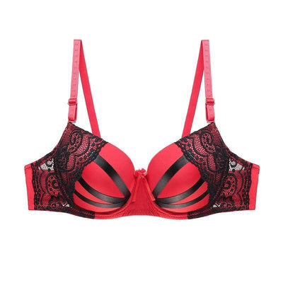 Julexy Push Up Women Bras Lace Underwear B C Cup-Red-10