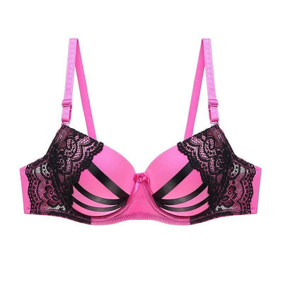 Julexy Push Up Women Bras Lace Underwear B C Cup-Rose-11