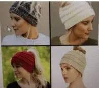 Knitted Ponytail Hat, Women's Wool Hat Fashion-Set-12