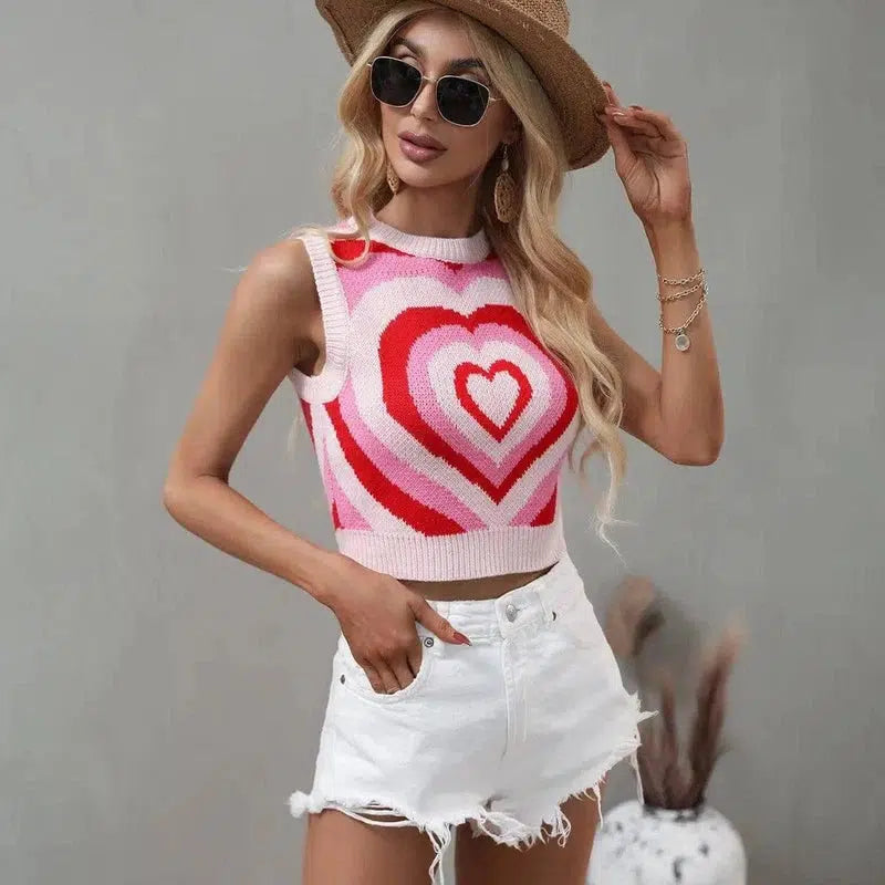 Knitted Tops Women Tank Top Casual Summer Sleeveless Y2K-Pink-1