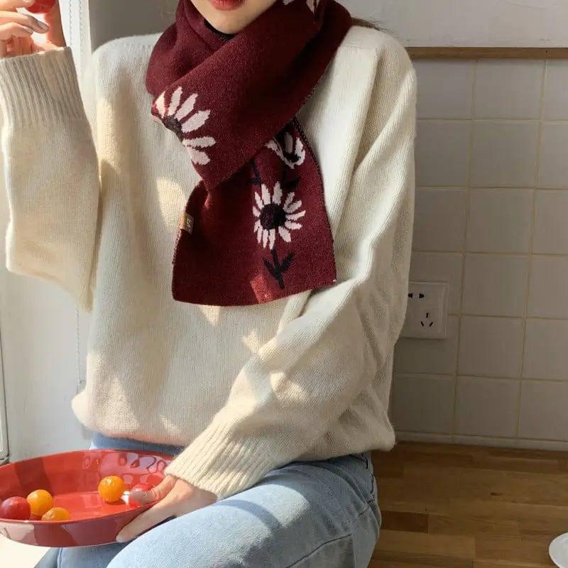 Korean Versatile Wool Scarf In Autumn And Winter-Red-5