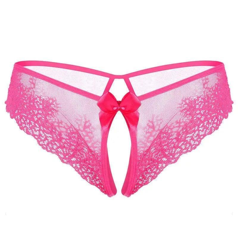 Lace Bow Non-take-off Thong Lingerie-Rosered-5