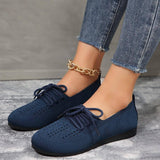 Lace-up Flats Women Fashion Breathable Lazy Mesh Shoes-Blue-5