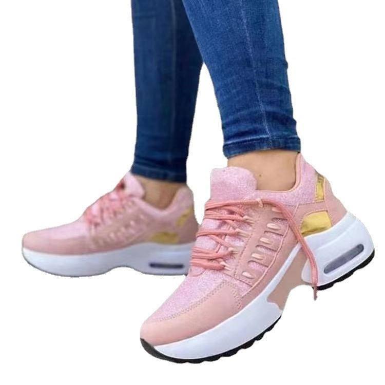 Lace Up Sneakers Women Wedge Heel Running Sports Shoes-11