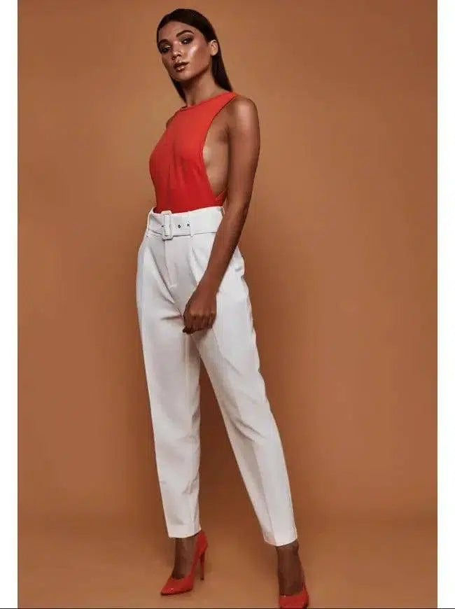 ladies autumn casual pants high waist solid color nine-6