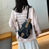 Ladies College Style Retro Violin Backpack-Black-1