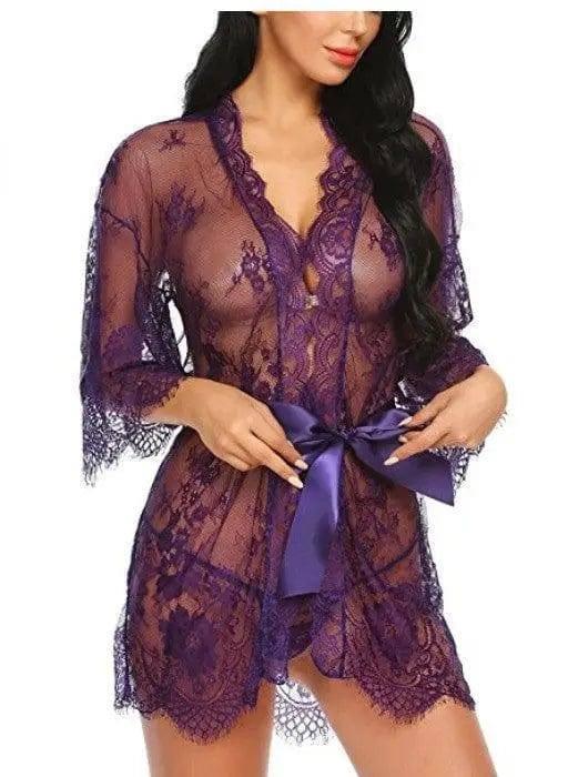 Ladies sexy kimono-style lingerie-Violet-6