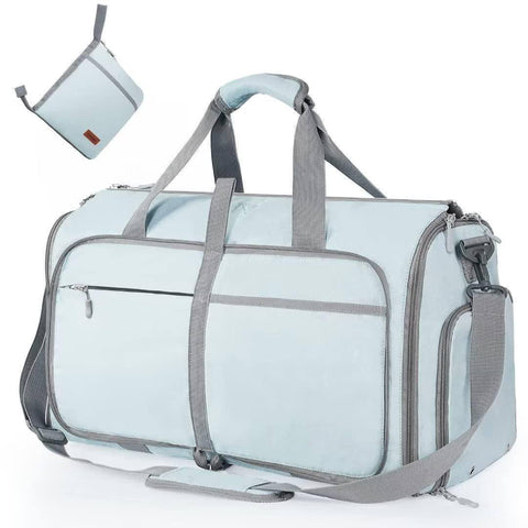 Large Capacity Travel Duffle Bag Women's Handbag Folding-C Sky Blue-11