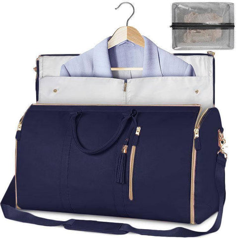 Large Capacity Travel Duffle Bag Women's Handbag Folding-Blue-12